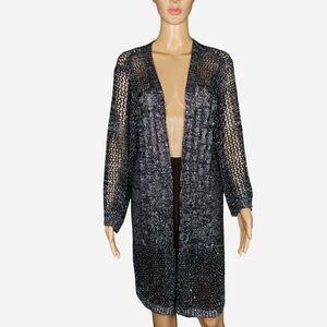 NWT New Lauren Michelle Silver Sparkle Cable Knit Cardigan Size 3X